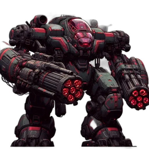 robot, weapon, concept art, 3d render transparent PNG cut-out