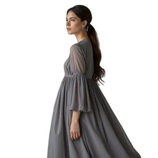 dress, photorealistic, dark, monochrome transparent PNG cut-out