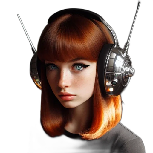 robot, hair, staff, cyberpunk transparent PNG cut-out