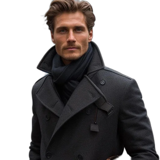 jacket, face, photorealistic, dark transparent PNG cut-out