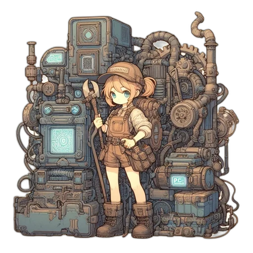 robot, staff, weapon, dress transparent PNG cut-out