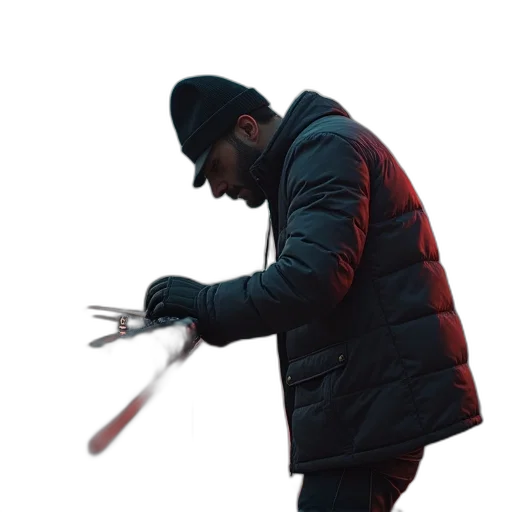 jacket, staff, sword, weapon transparent PNG cut-out