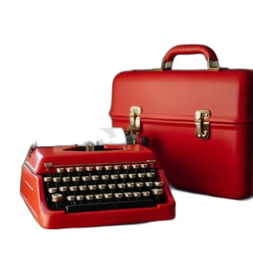 3d render, red, typewriter, case transparent PNG cut-out