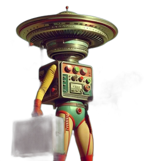 robot, staff, concept art, 3d render transparent PNG cut-out