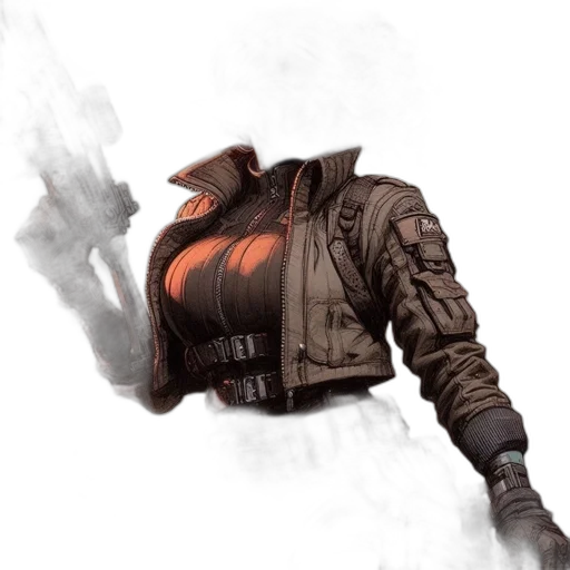 jacket, weapon, mask, staff transparent PNG cut-out