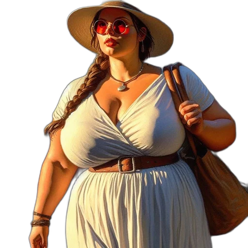dress, hat, staff, umbrella transparent PNG cut-out