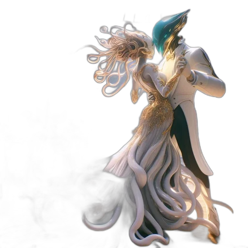 dragon, dress, mask, staff transparent PNG cut-out