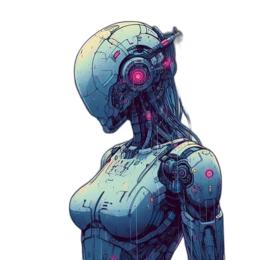 robot, dress, face, concept art transparent PNG cut-out