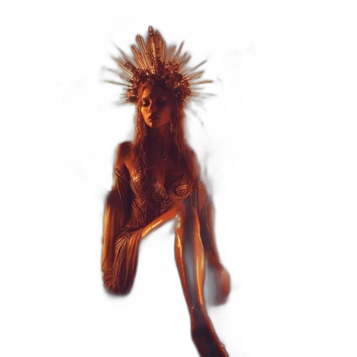 hair, creature, staff, dress transparent PNG cut-out