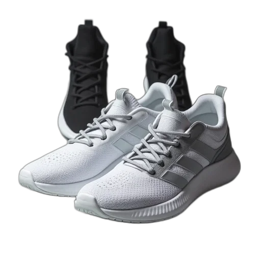 shoes, 3d render, monochrome, white transparent PNG cut-out