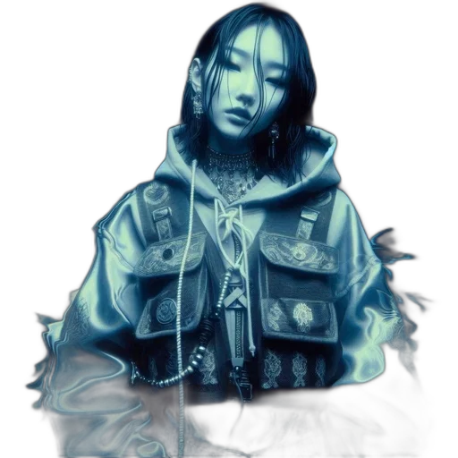 jacket, face, cyberpunk, fantasy art transparent PNG cut-out
