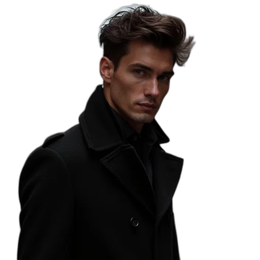 jacket, face, staff, hair transparent PNG cut-out