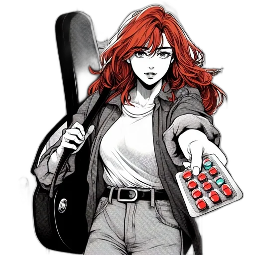 jacket, weapon, comic book art, cartoon transparent PNG cut-out