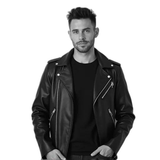jacket, staff, face, photorealistic transparent PNG cut-out