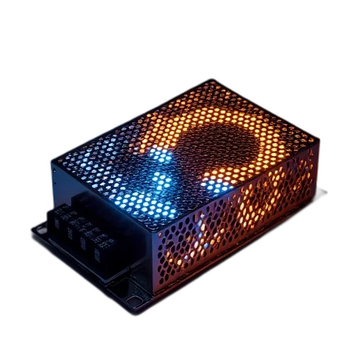crown, cyberpunk, neon lights, 12v transparent PNG cut-out