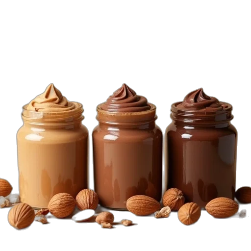 food, earth tones, three, jars transparent PNG cut-out