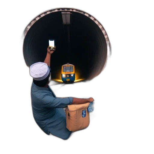robot, umbrella, staff, hat transparent PNG cut-out