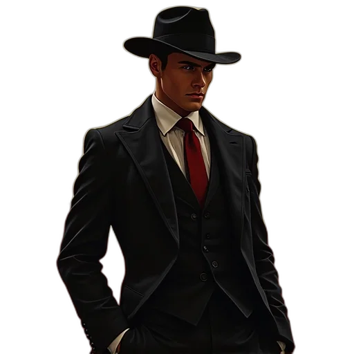hat, jacket, staff, concept art transparent PNG cut-out