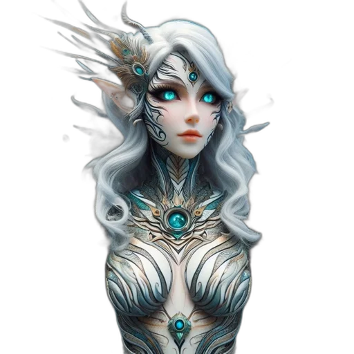 jewelry, face, dress, fantasy art transparent PNG cut-out