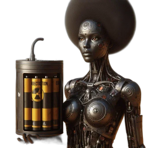 robot, hair, dress, concept art transparent PNG cut-out
