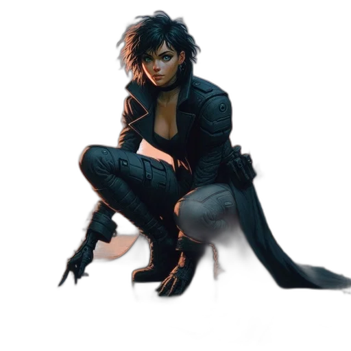 jacket, weapon, concept art, cyberpunk transparent PNG cut-out