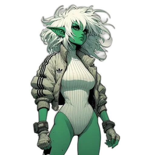 jacket, creature, staff, robot transparent PNG cut-out