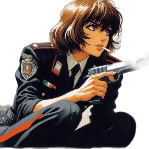 weapon, jacket, staff, comic book art transparent PNG cut-out