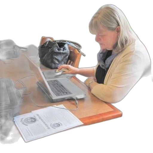 staff, furniture, woman, sits transparent PNG cut-out