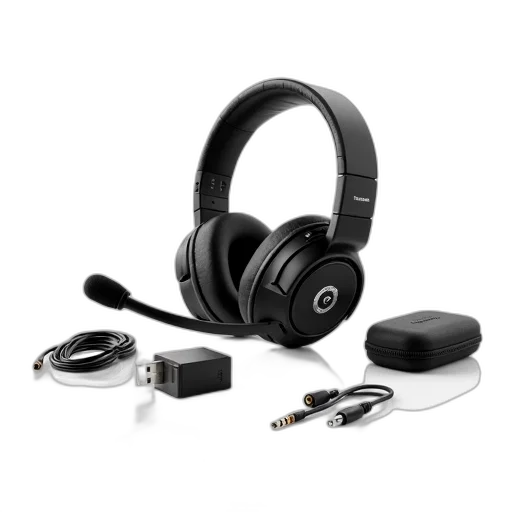 black, wireless, gaming, headset transparent PNG cut-out