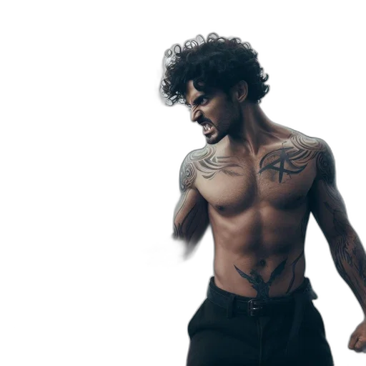 photorealistic, concept art, fierce, man transparent PNG cut-out