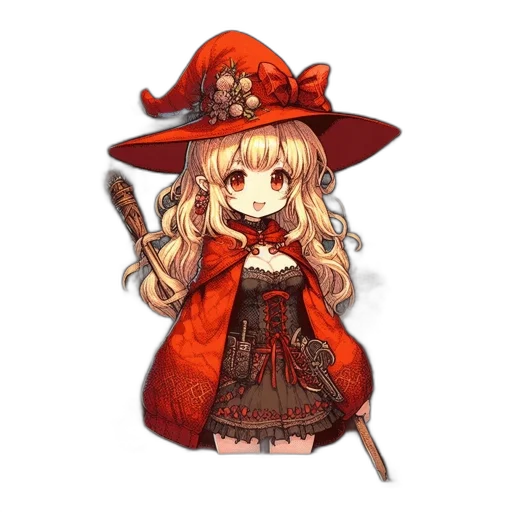 hat, staff, dress, weapon transparent PNG cut-out