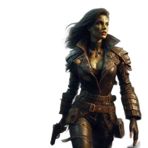 concept art, fantasy art, 3d render, female transparent PNG cut-out