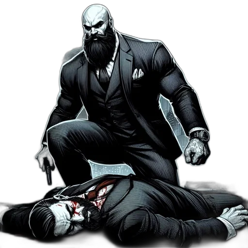 comic book art, concept art, large, bearded transparent PNG cut-out