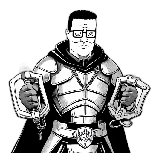 staff, robot, jacket, comic book art transparent PNG cut-out