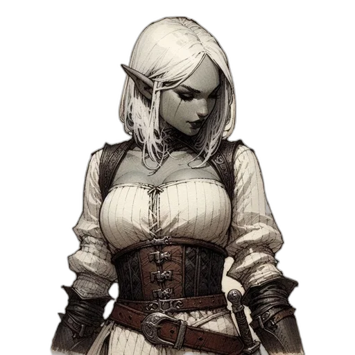 staff, dress, face, fantasy art transparent PNG cut-out