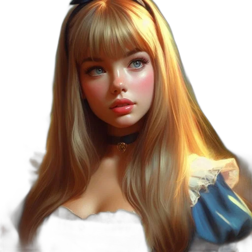 face, dress, crown, photorealistic transparent PNG cut-out