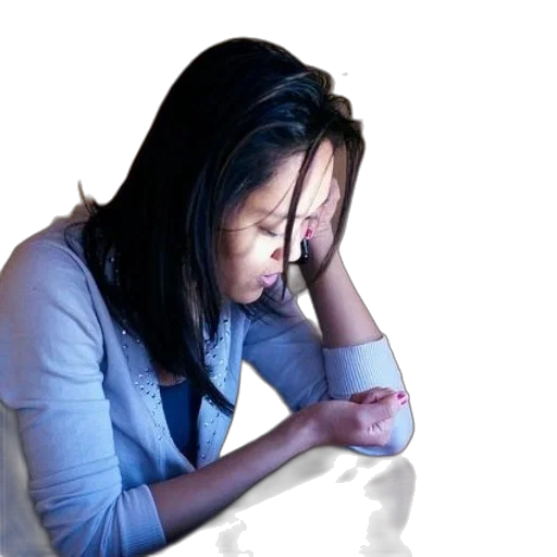 photorealistic, woman, light, blue transparent PNG cut-out