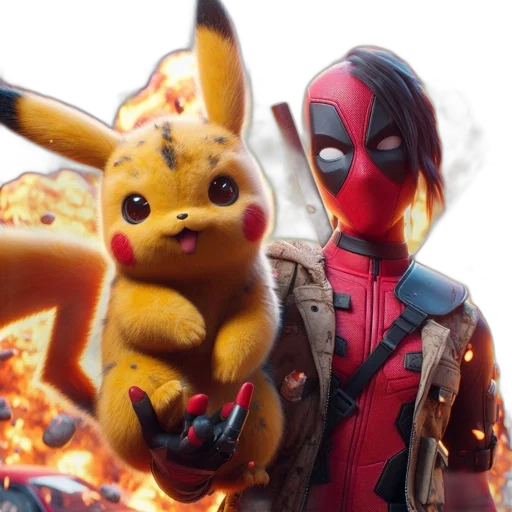 concept art, fire, pikachu, held transparent PNG cut-out