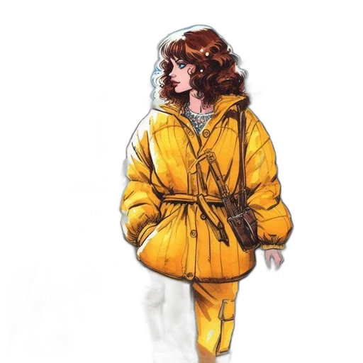 jacket, dress, staff, weapon transparent PNG cut-out
