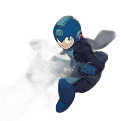 robot, mask, weapon, jacket transparent PNG cut-out