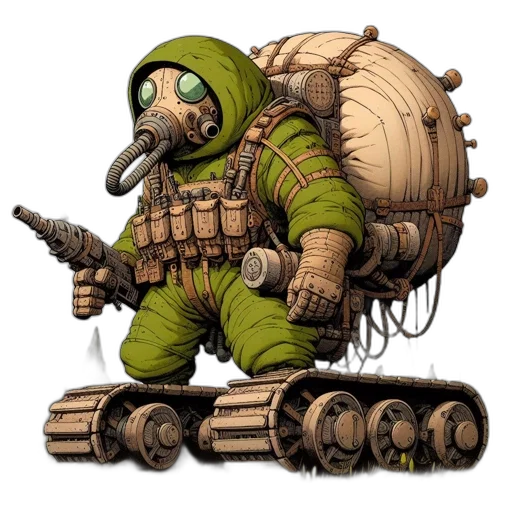 robot, creature, weapon, jacket transparent PNG cut-out