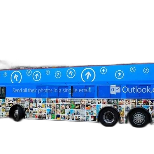 car, double-decker, bus, advertisement transparent PNG cut-out