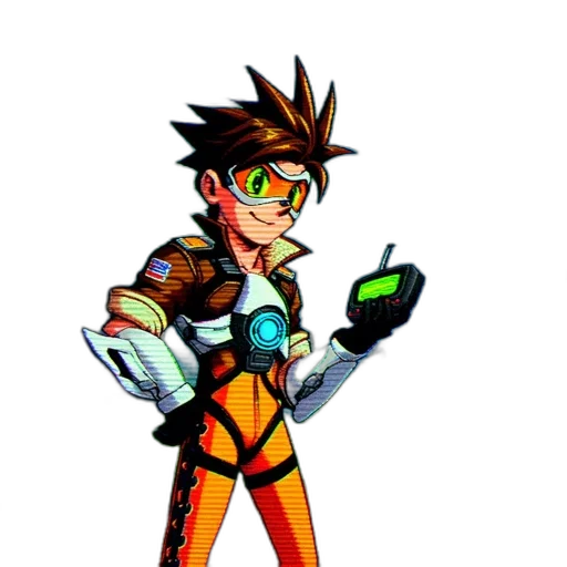 jacket, robot, staff, weapon transparent PNG cut-out