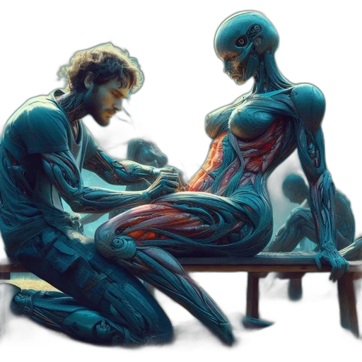 comic book art, concept art, cyberpunk, oil painting transparent PNG cut-out