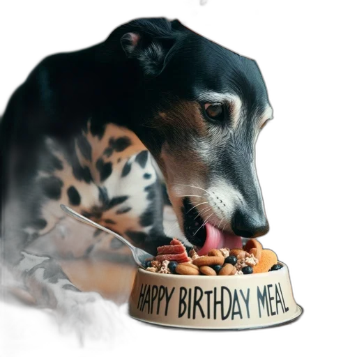 dog, festive, hat, eats transparent PNG cut-out