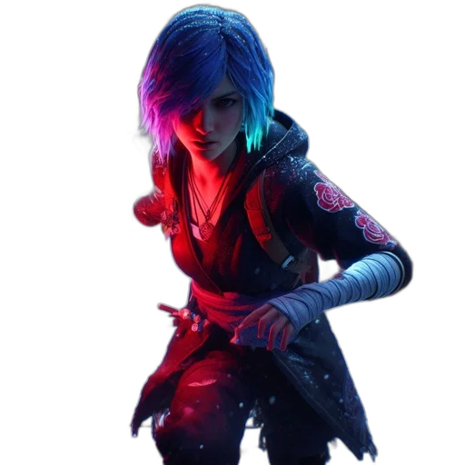 jacket, staff, weapon, face transparent PNG cut-out
