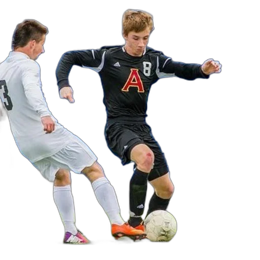 two, soccer, players, action transparent PNG cut-out