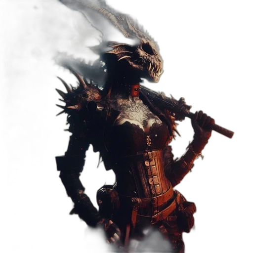 dragon, mask, weapon, creature transparent PNG cut-out