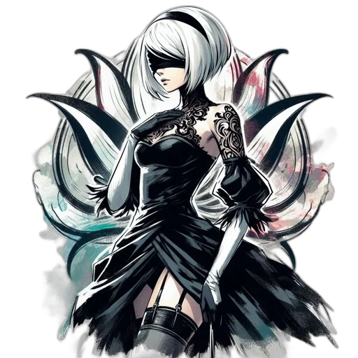 dress, mask, weapon, fantasy art transparent PNG cut-out