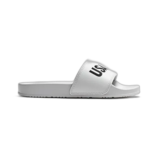 shoes, pair, white, sliders transparent PNG cut-out